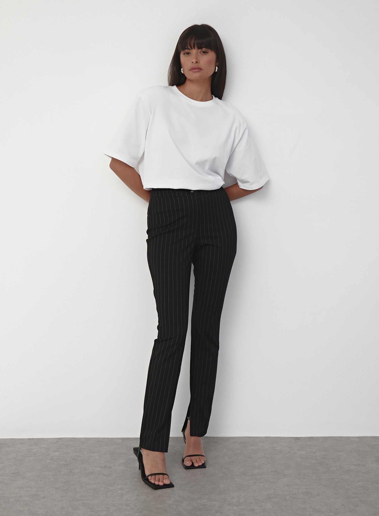 Black Pinstripe Slim Leg Trouser